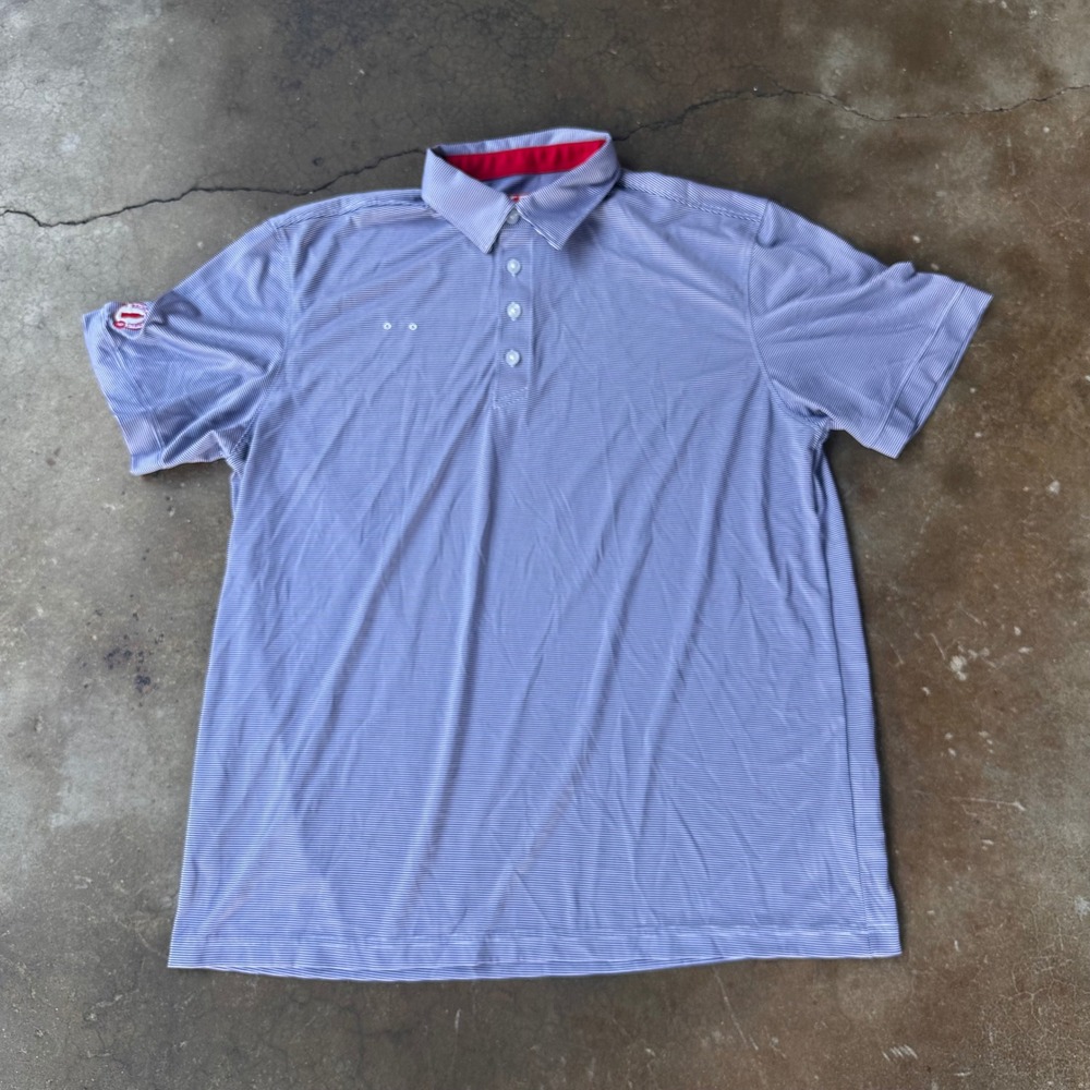 Oobe Polo Shirt Mens Large Blue Good Striped Chick-fil-A Team Style Recycled